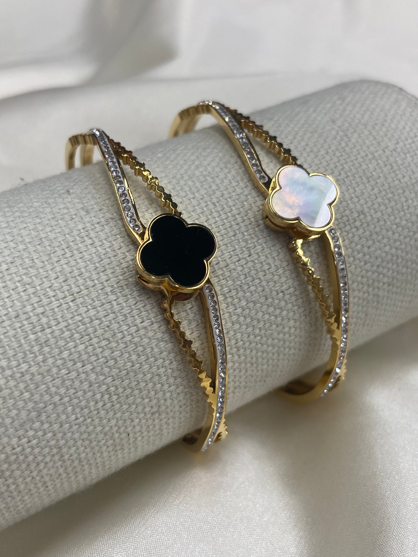 Clover Stainless Steel CZ Bracelet
