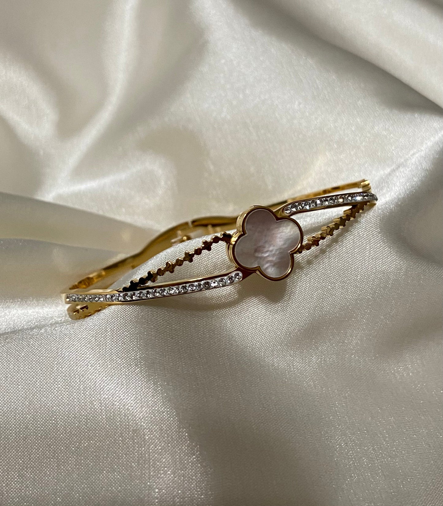 Clover Stainless Steel CZ Bracelet