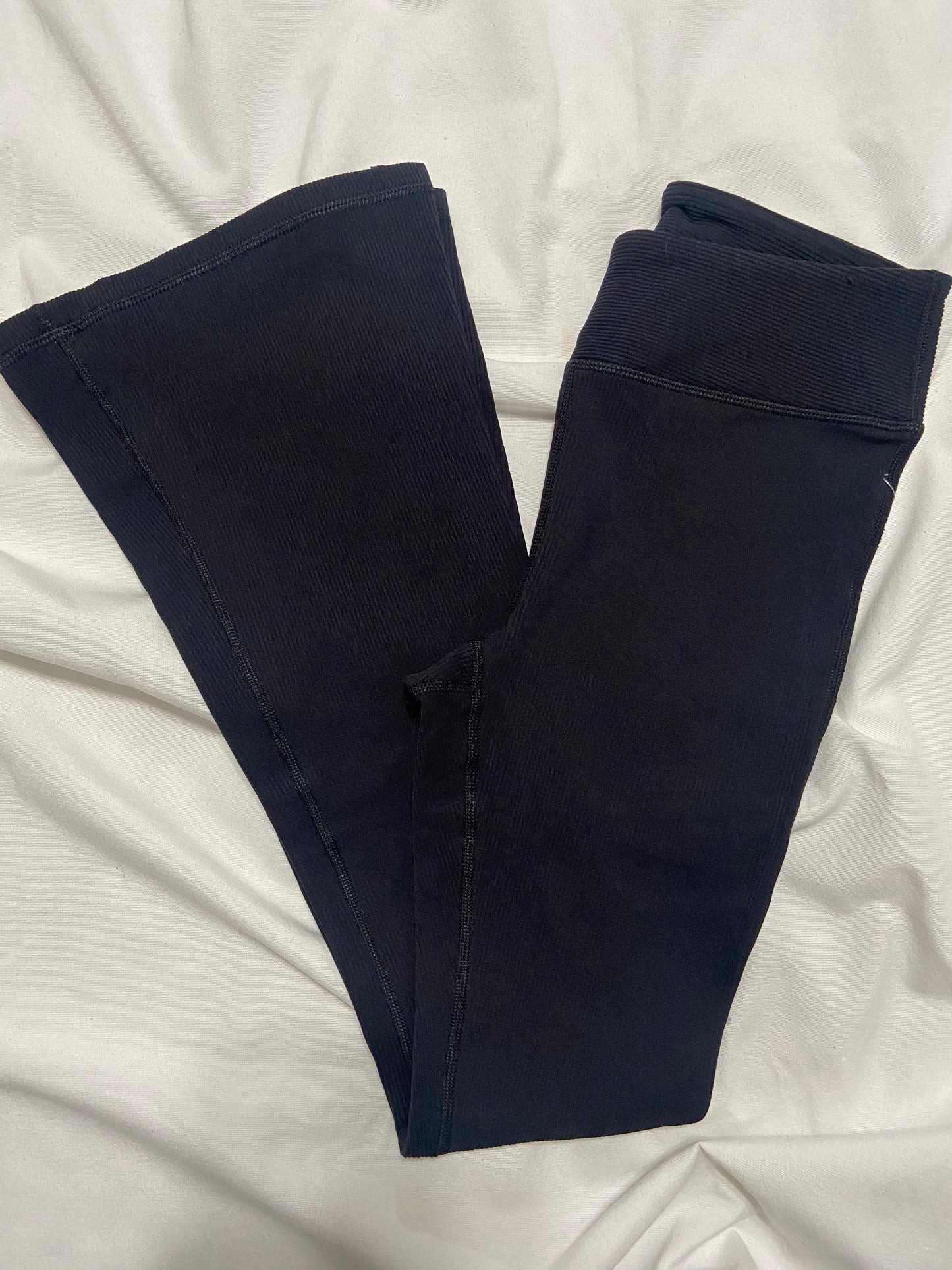 Black Flare Ribbed Pants