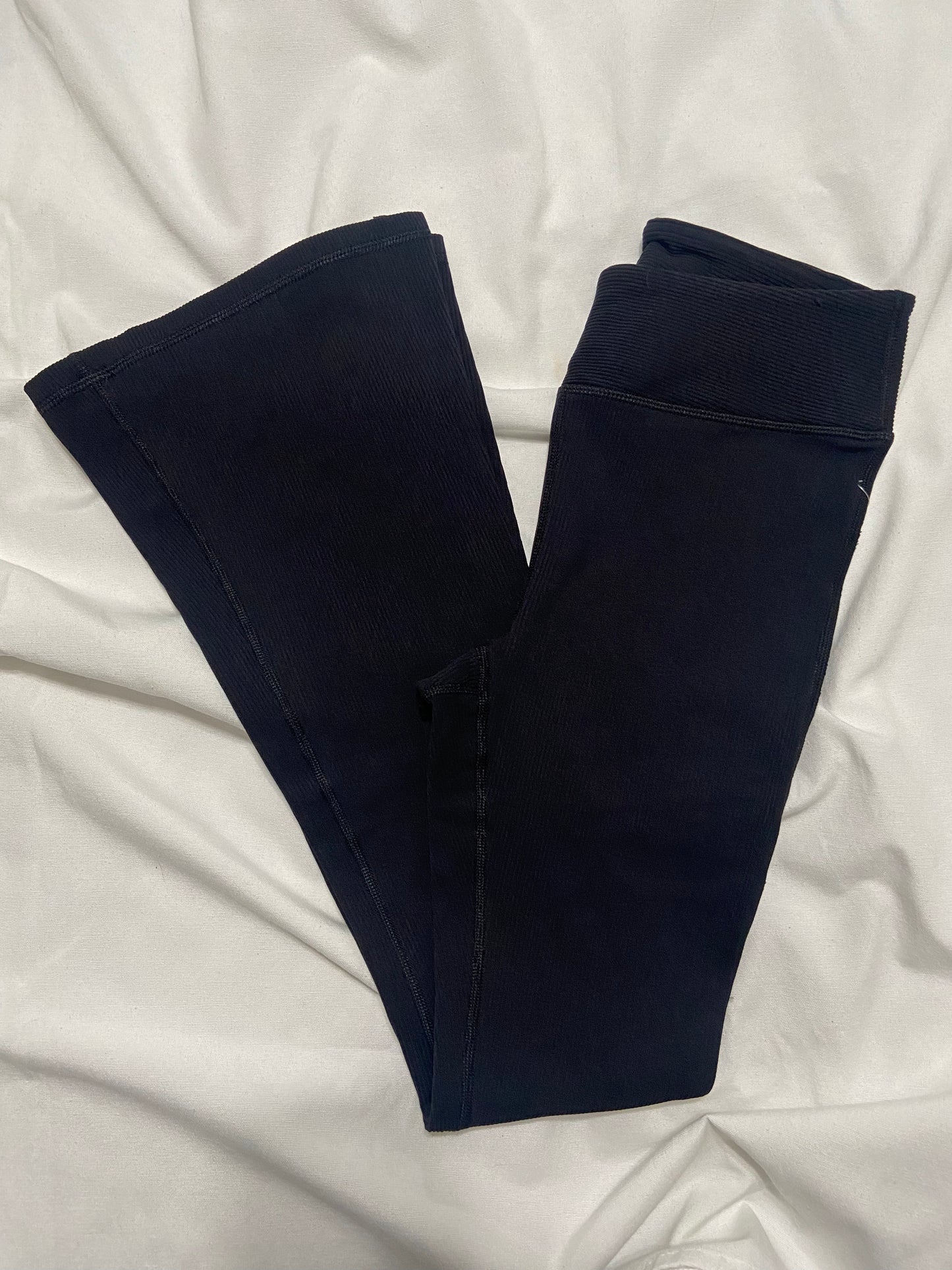 Black Flare Ribbed Pants