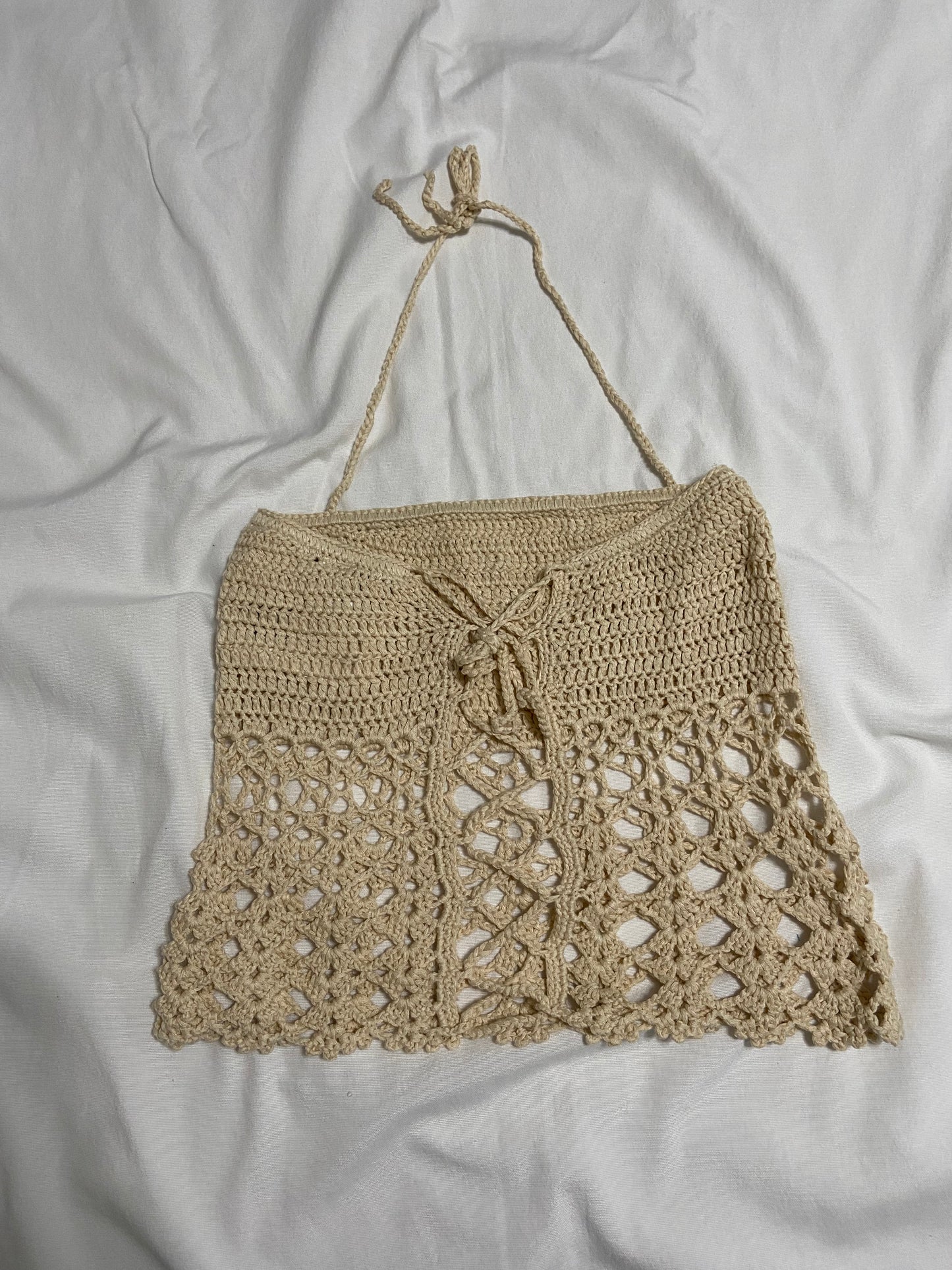 Cream Crotchet Halter Top