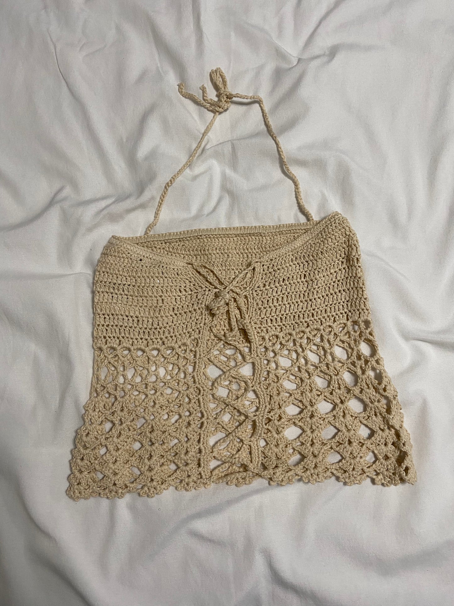 Cream Crotchet Halter Top