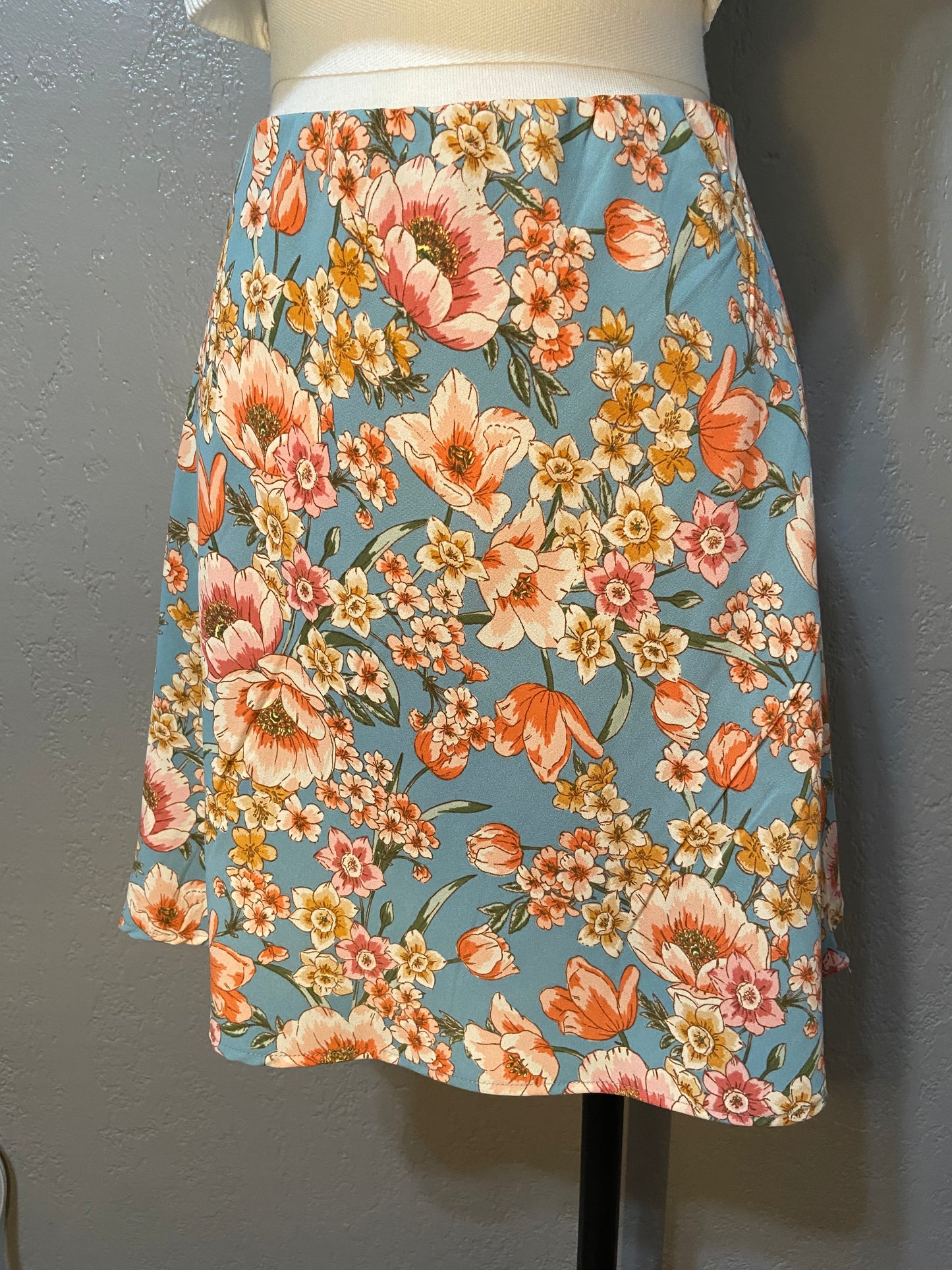 Blue Floral Skirt
