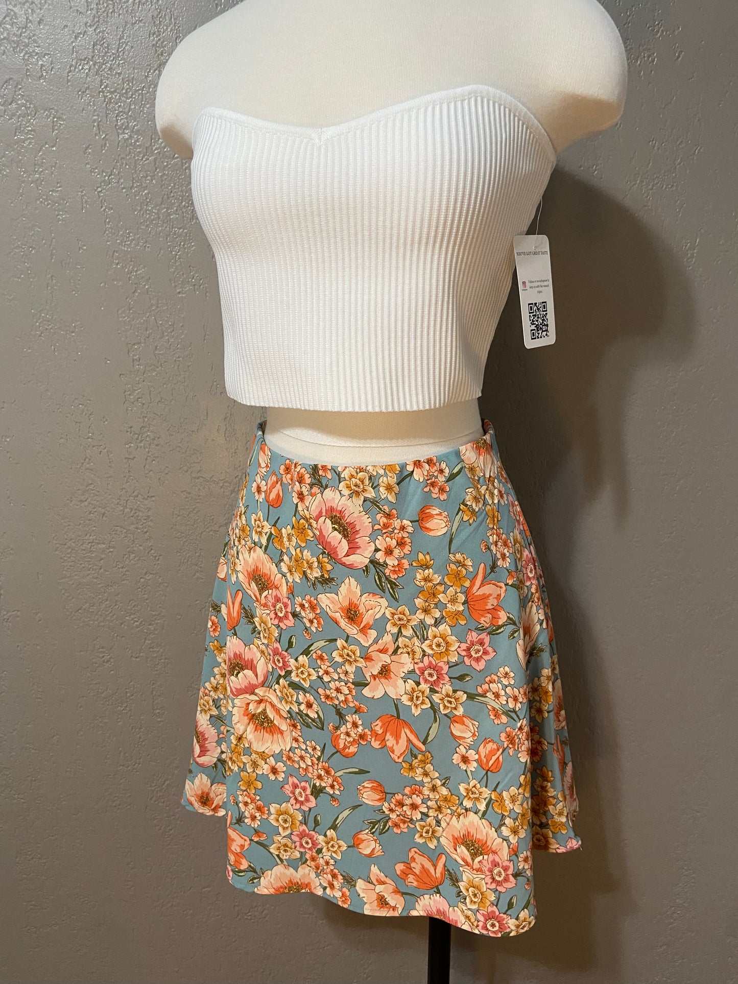 Blue Floral Skirt