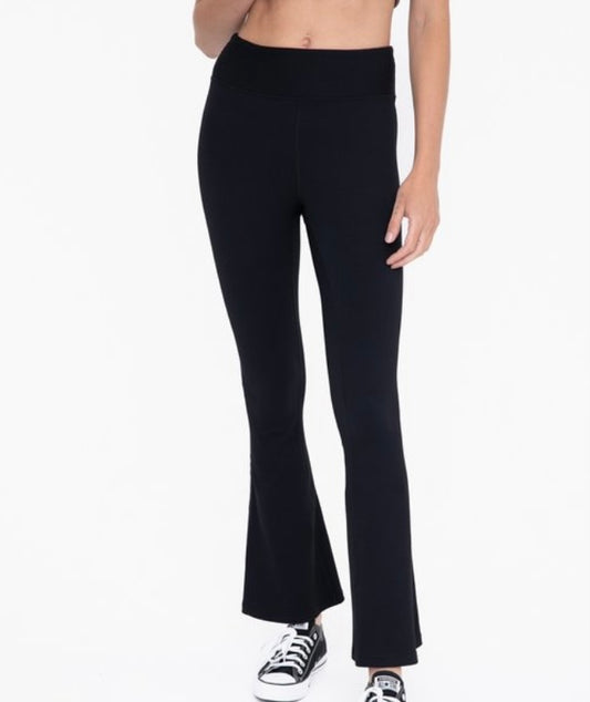 Black Flare Ribbed Pants