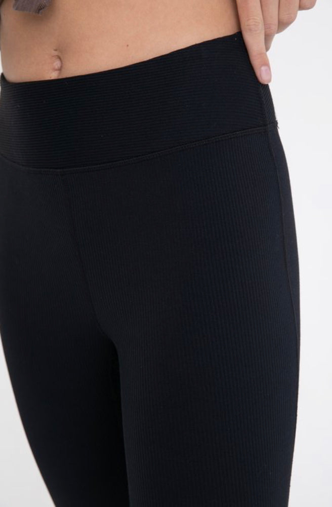 Black Flare Ribbed Pants