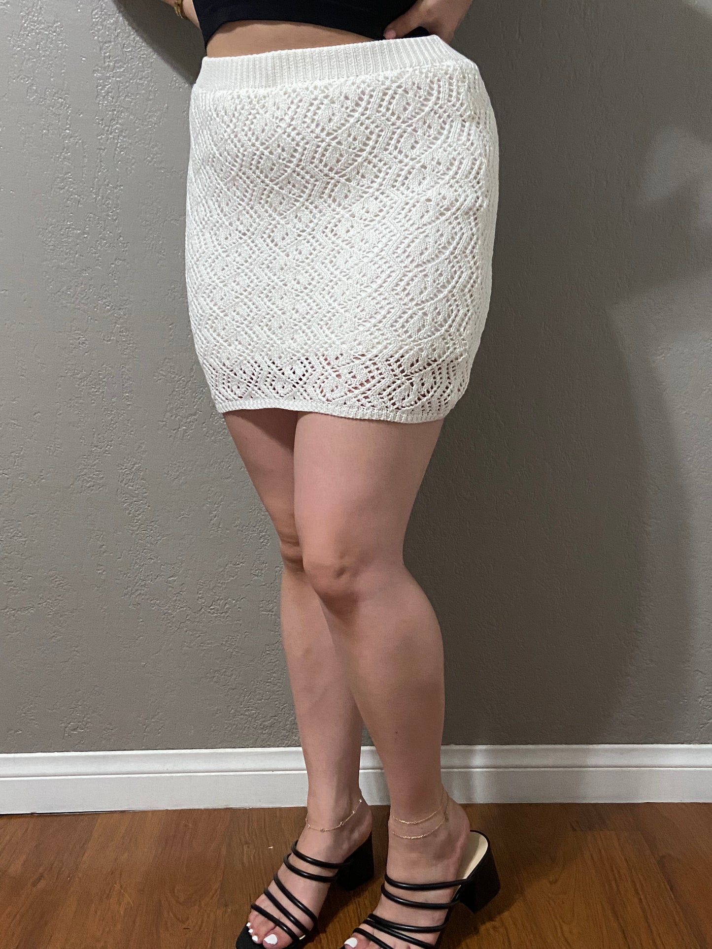 Cream Crotchet Mini Skirt