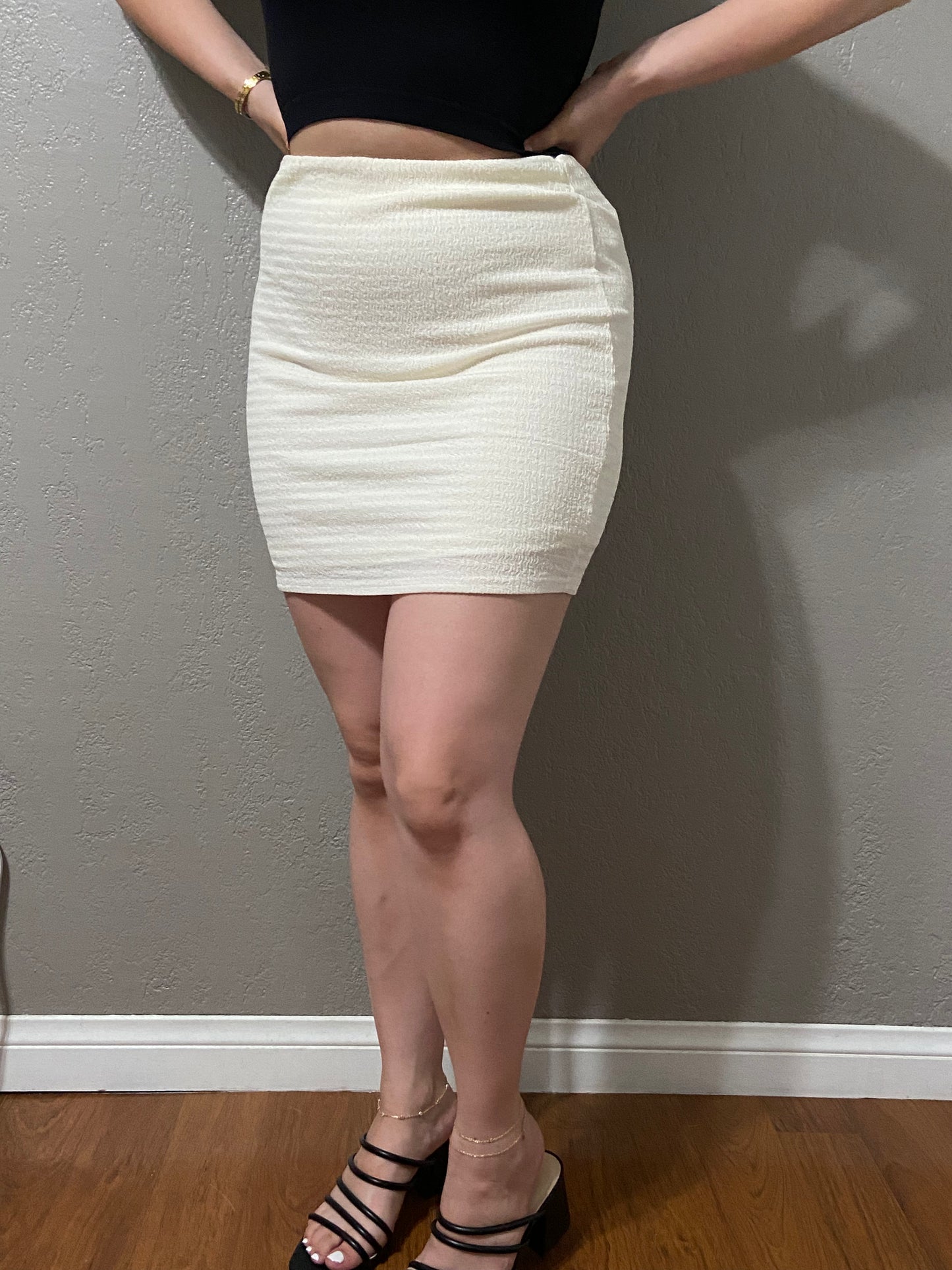 Cream Crotchet Mini Skirt