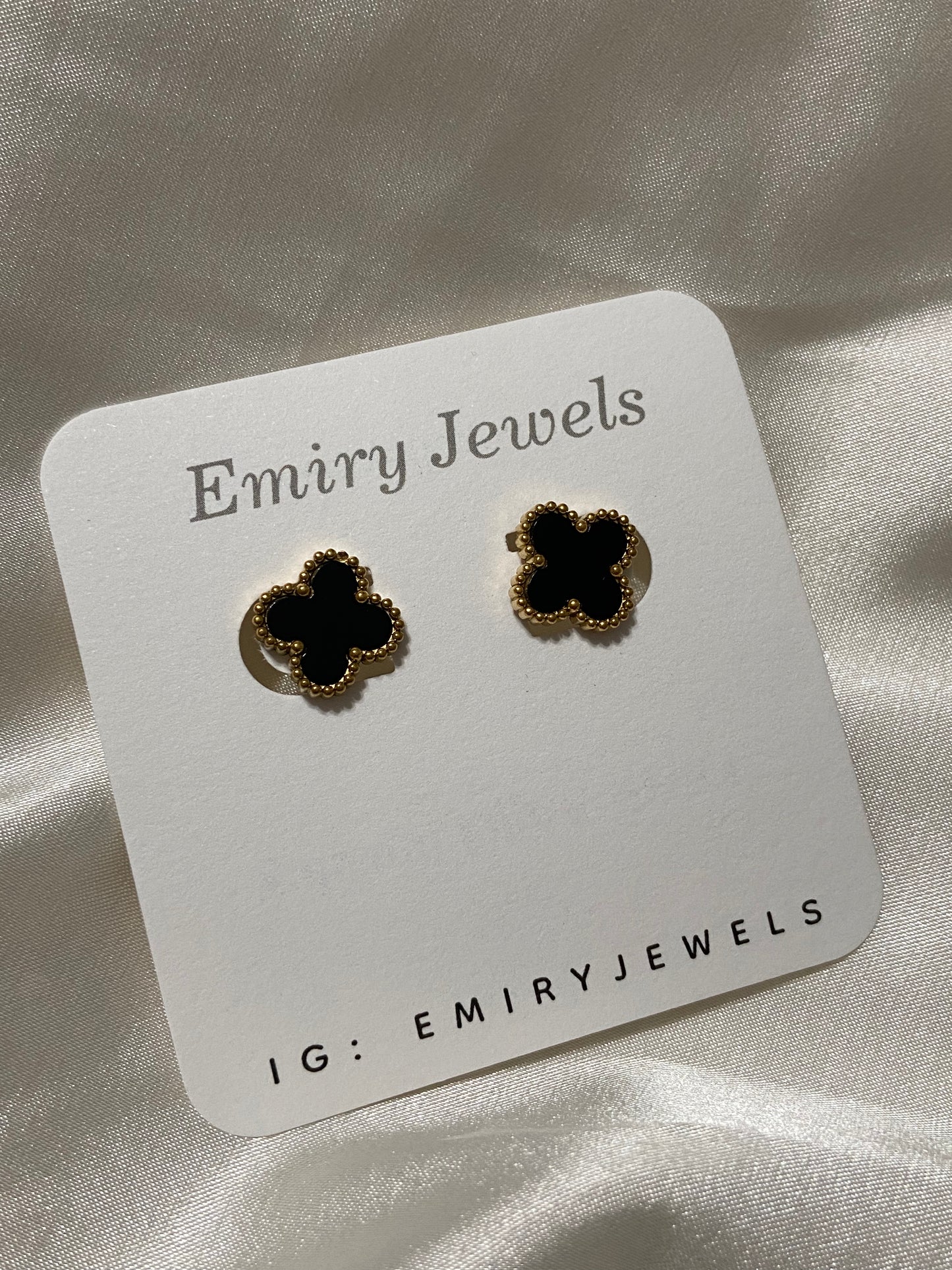 Clover Stainless Steel Stud Gold Earrings