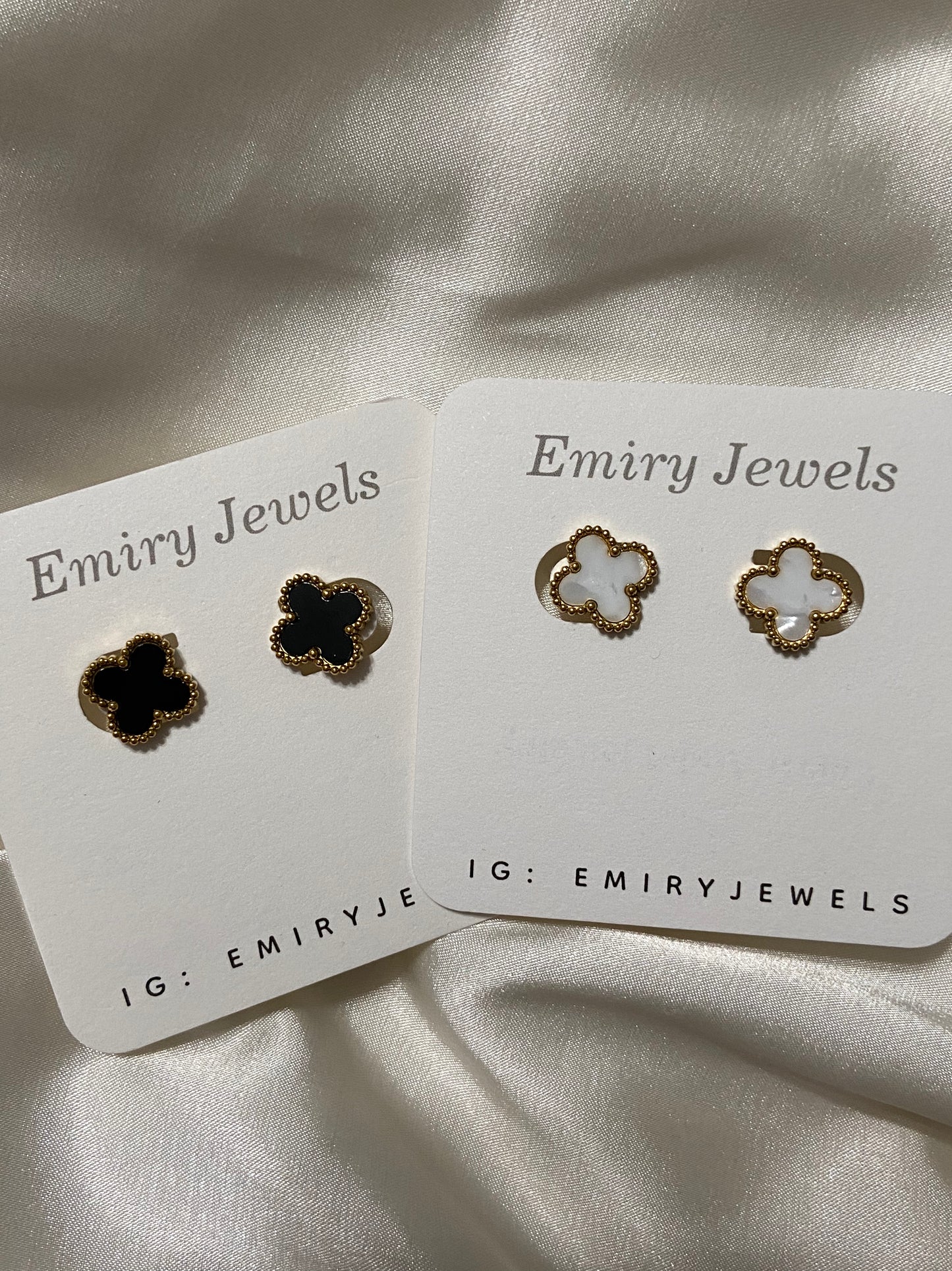 Clover Stainless Steel Stud Gold Earrings