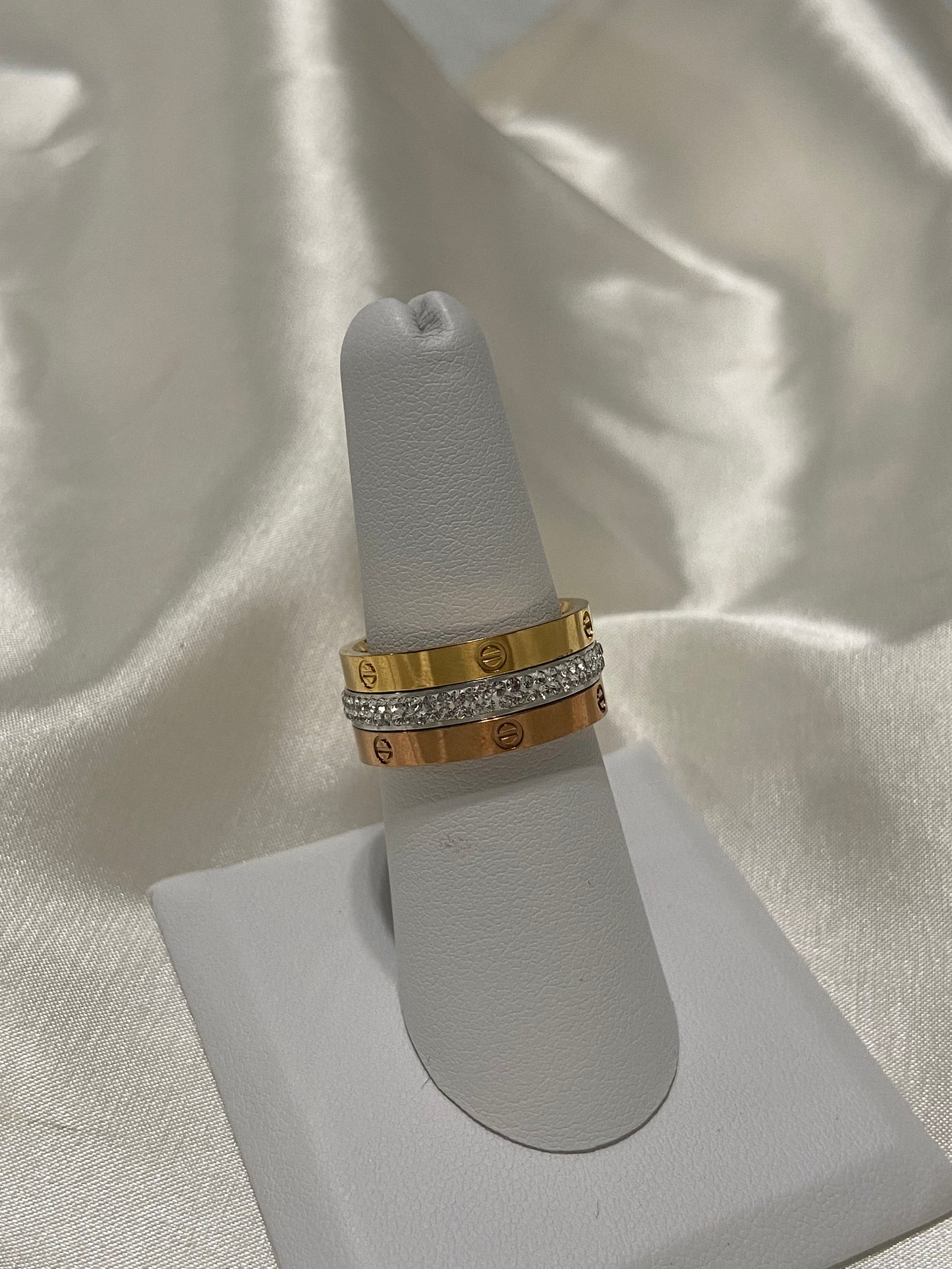 Carti CZ Stainless Steel Layered Trio Rings
