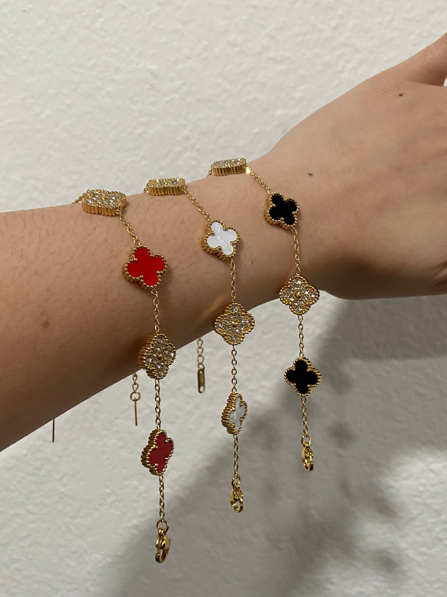 V C A CZ Stainless Steel Gold Bracelets