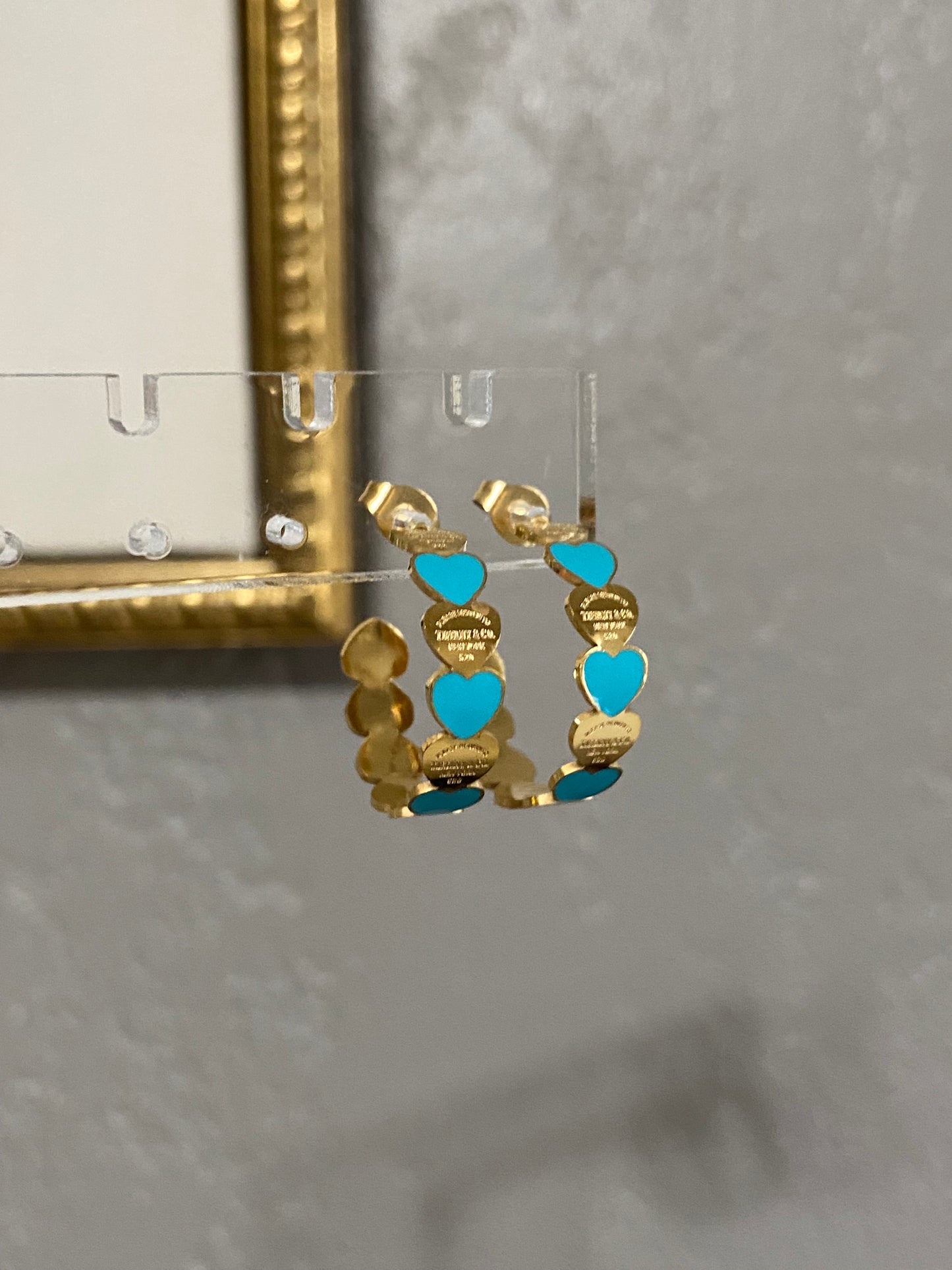 Tiff & Co Stainless Steel Gold Hoops