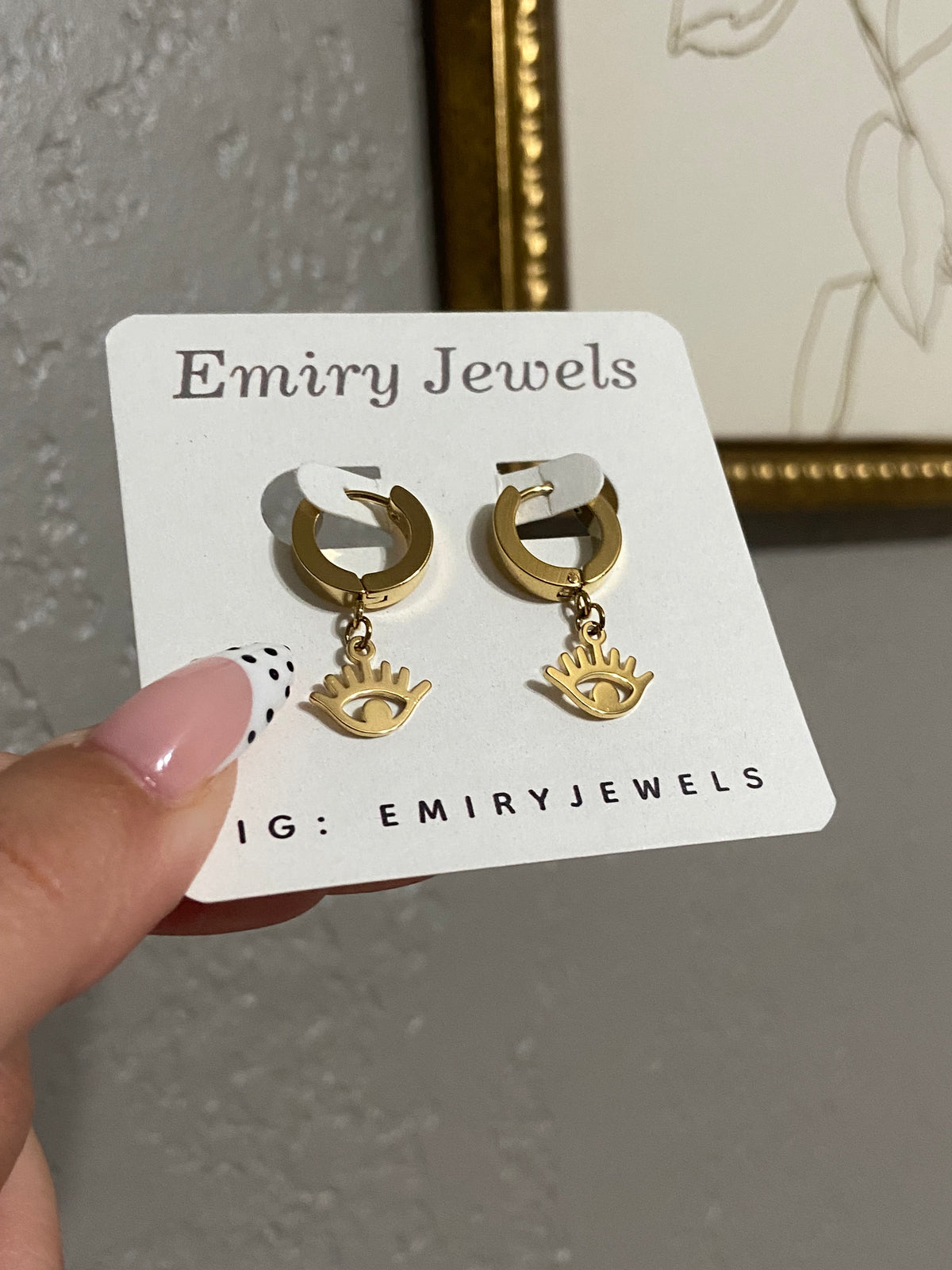 Gold Evil Eye Stainless Steel Gold Huggie Earrings