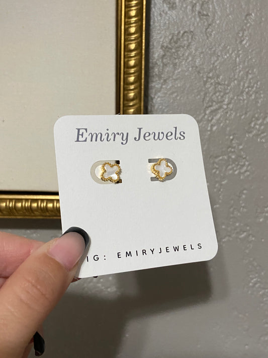 V C A Mini Clover Stainless Steel Gold Earrings
