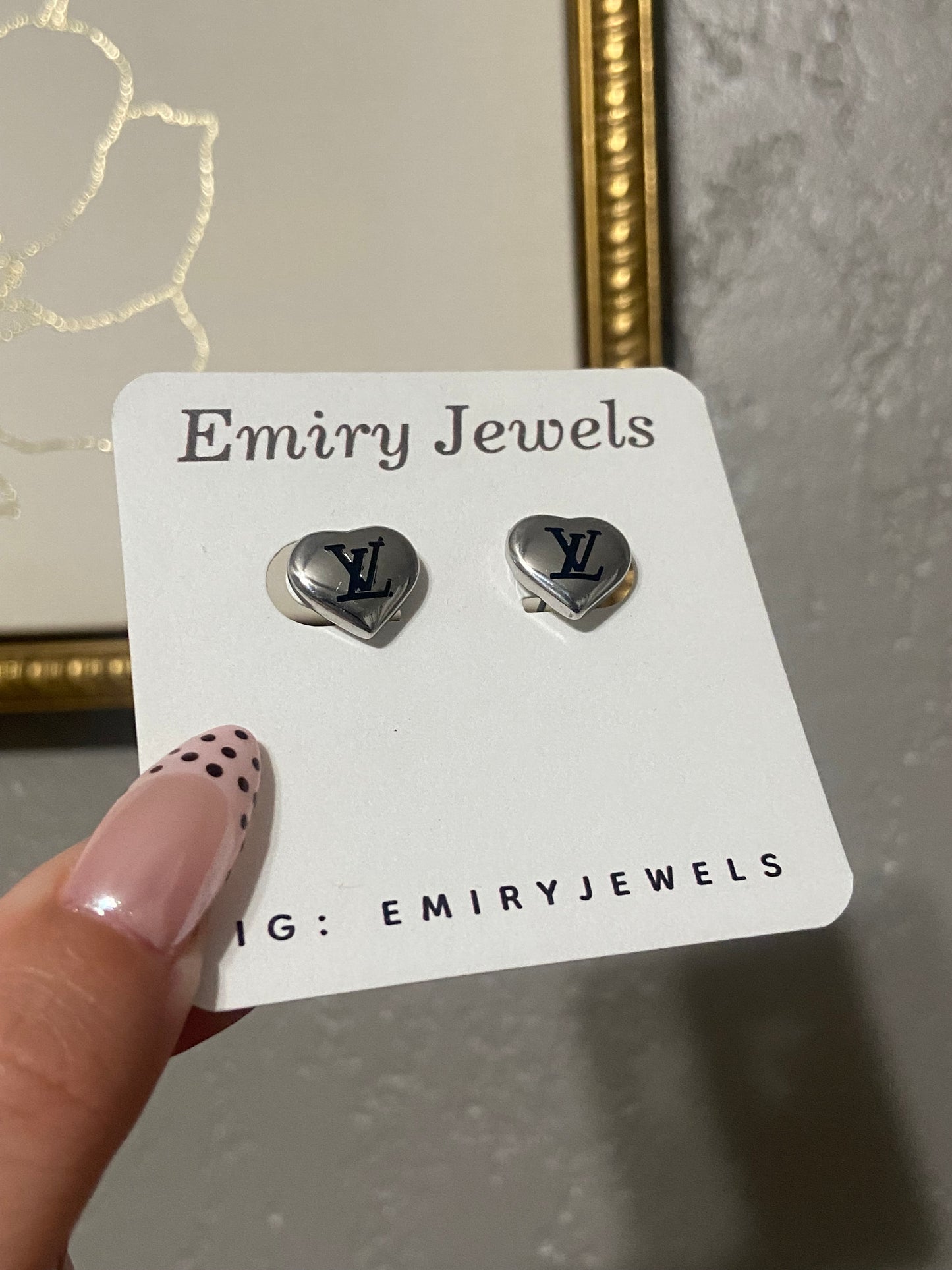 LV Hearts Stainless Steel Earrings