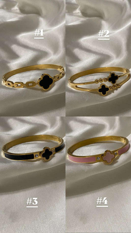 Last Chance -Gold Stainless Steel Clover Bangles