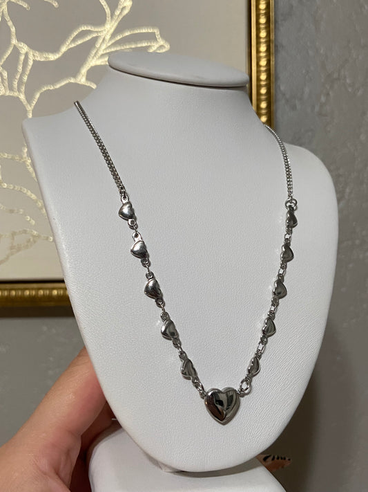 Silver Multi Hearts Stainless Steel Necklace