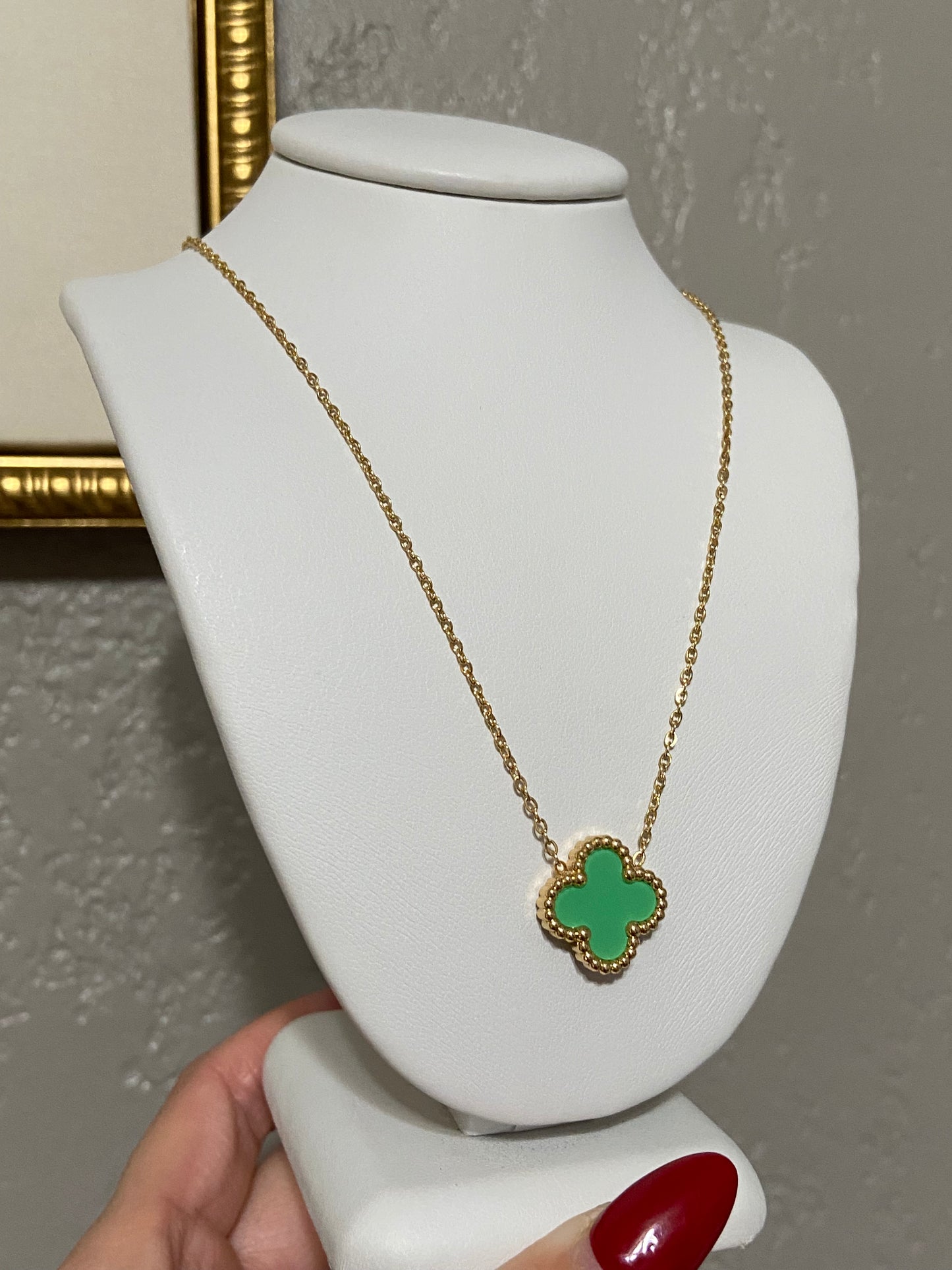 V C A Clover Stainless Steel Gold Necklace