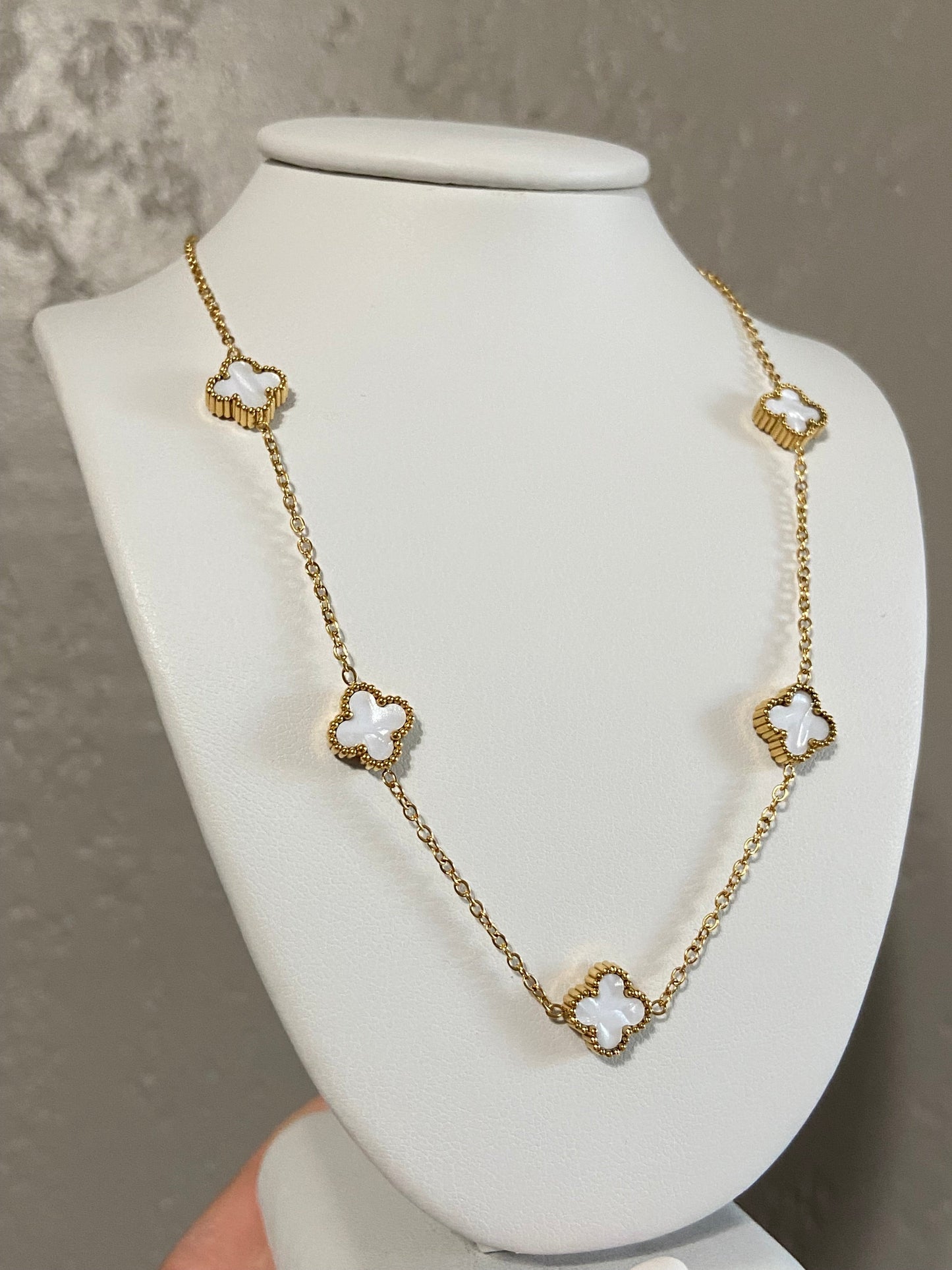 V C A Mini Clovers Stainless Steel Gold Necklace