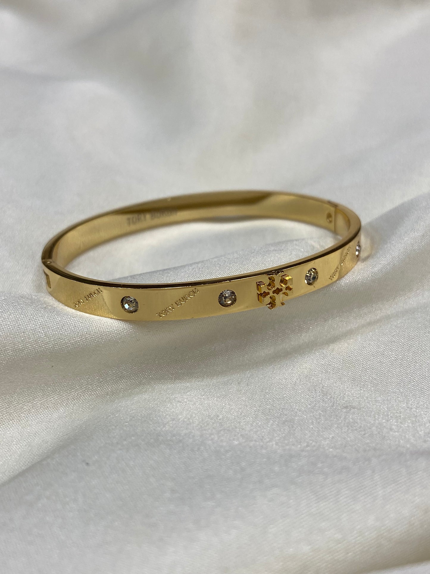 Tory B Sleek Stainless Steel Gold Bangle