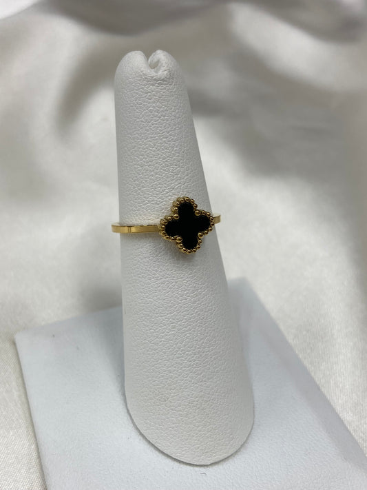 Mini Black Clover Stainless Steel Dainty Ring