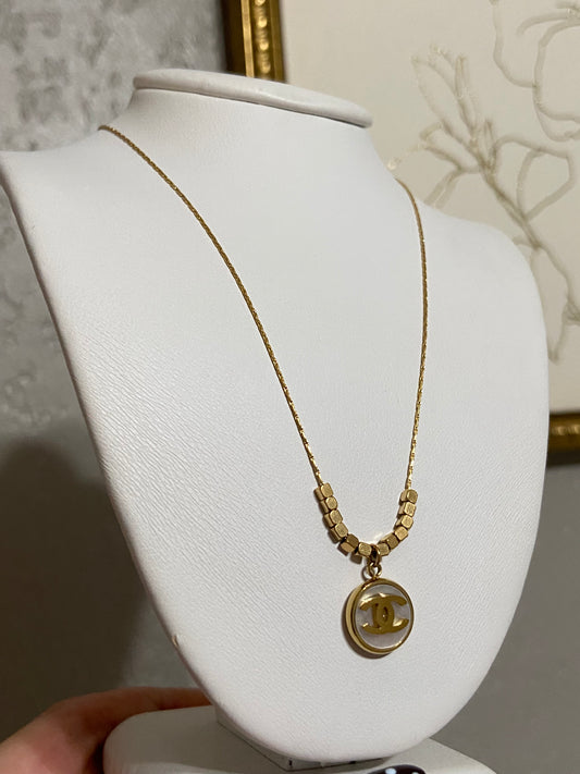 Dainty CC Stainless Steel Reversible Gold Necklace