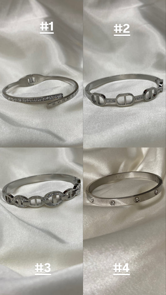 Silver CZ Stainless Steel Bracelets