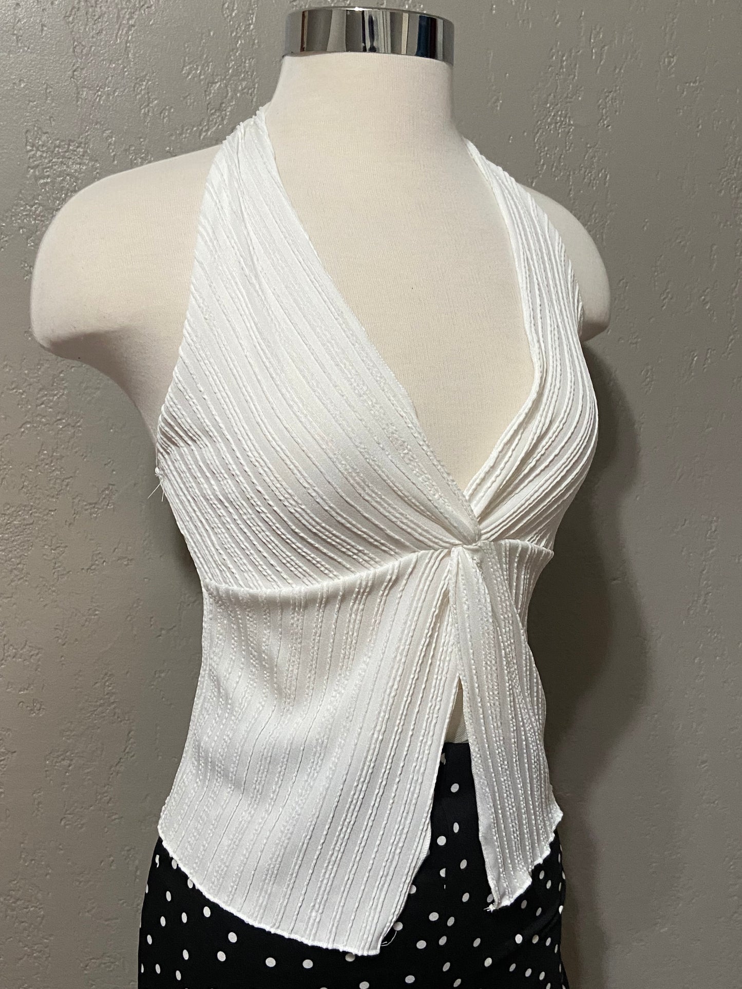 White Halter Tie Top