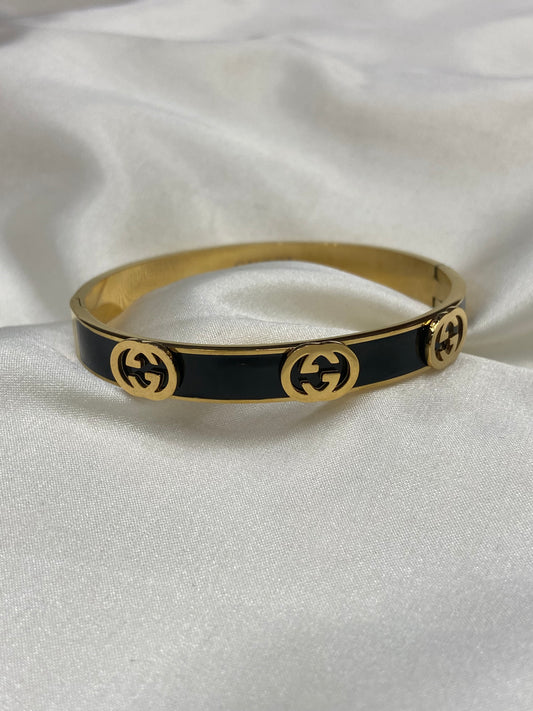 GG Black Stainless Steel Gold Bangle