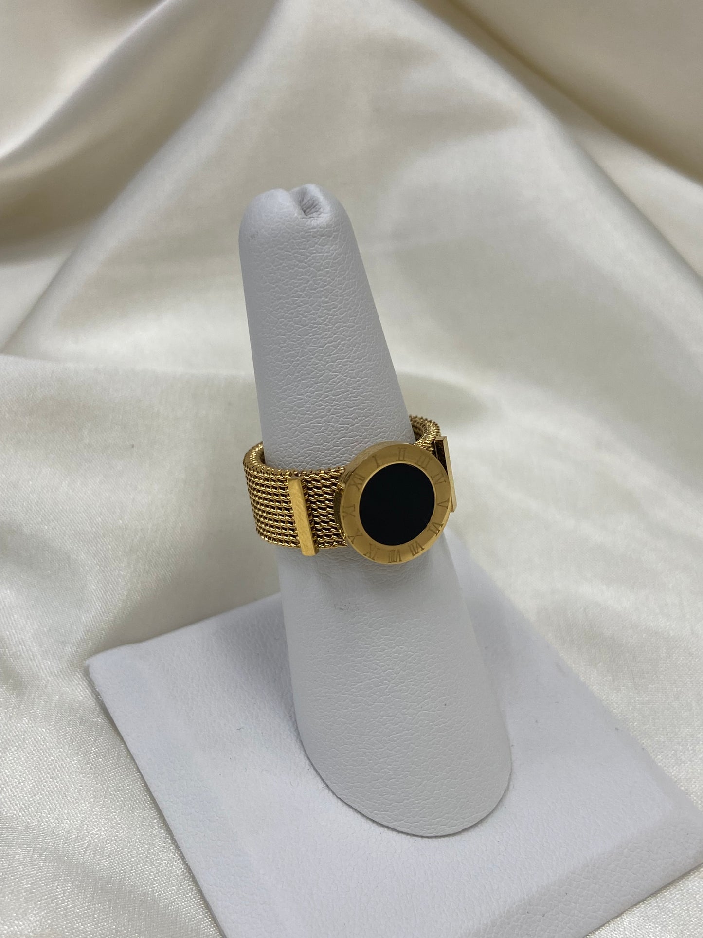 Roman Numeral Circle Stainless Steel Gold Ring