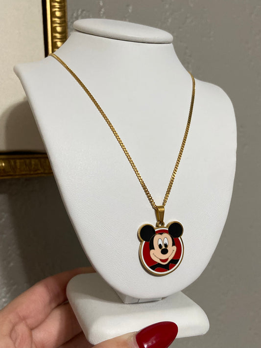 Mickey Stainless Steel Gold Necklace