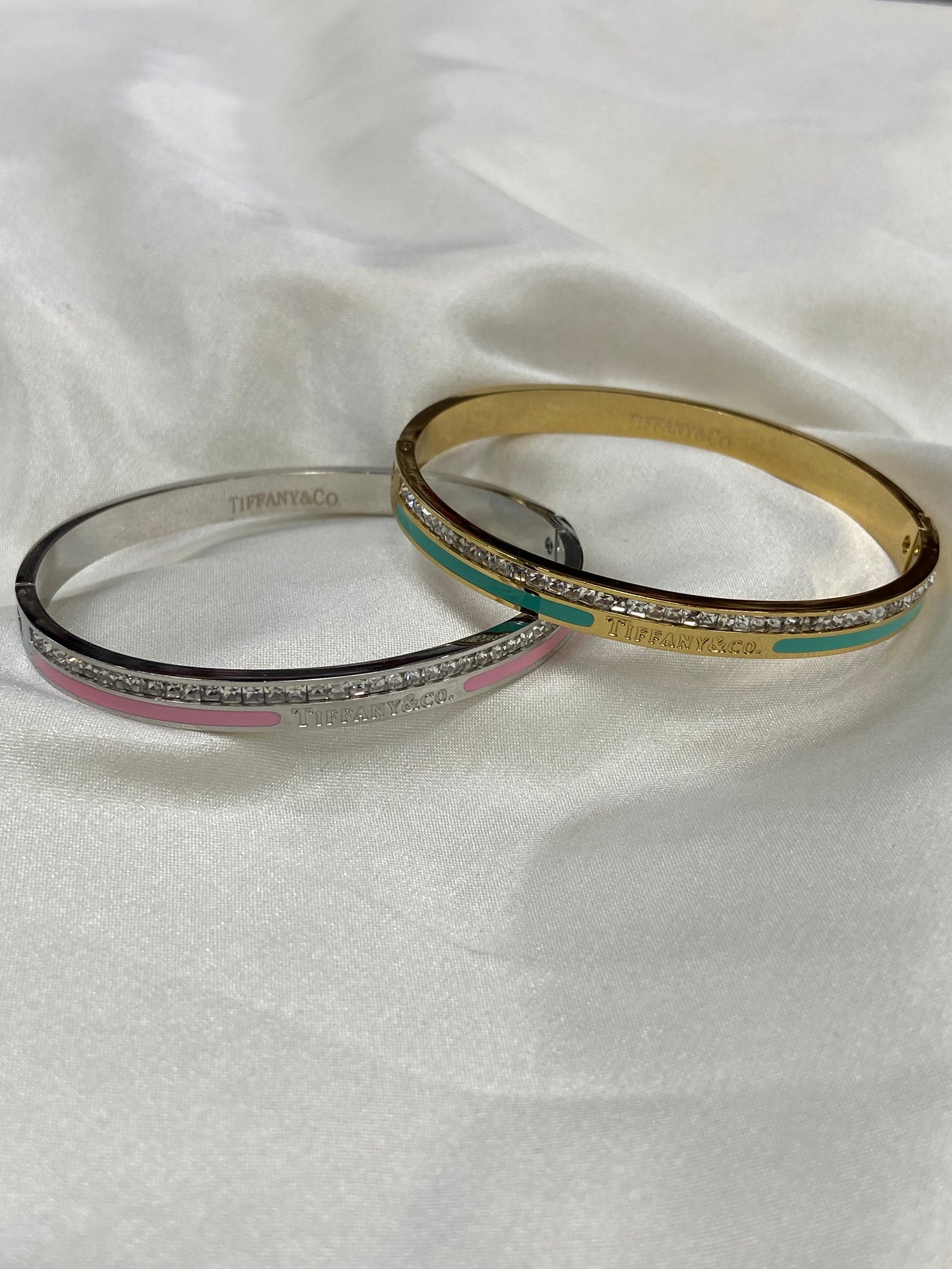 Tiff & Co CZ Stainless Steel Bangle