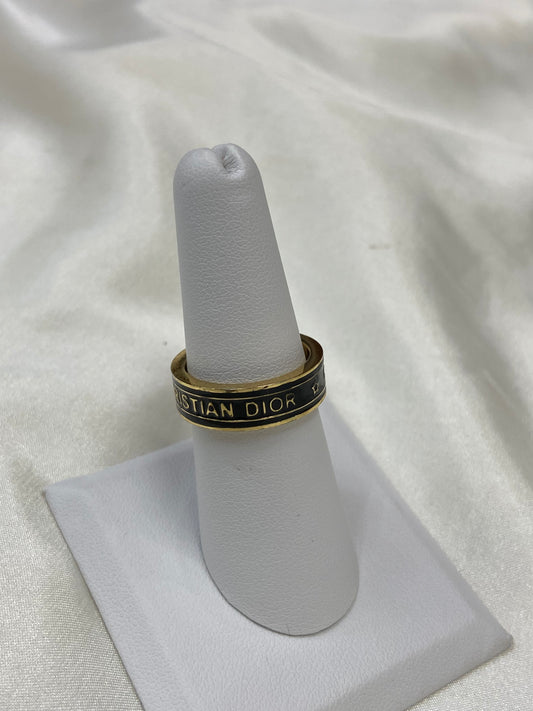 Black CD Stainless Steel Gold Ring