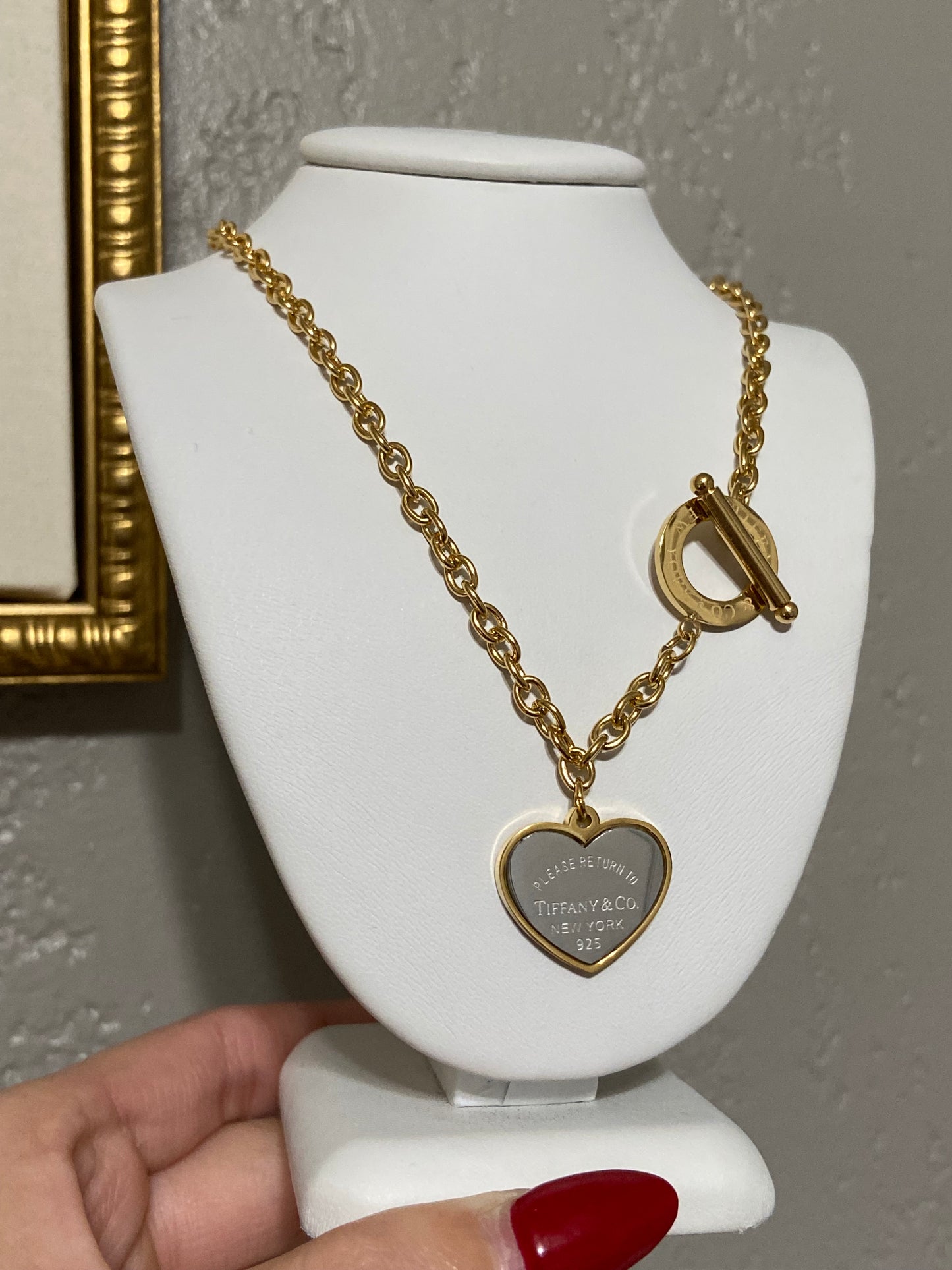 Tiff & Co Heart Stainless Steel Gold Necklace