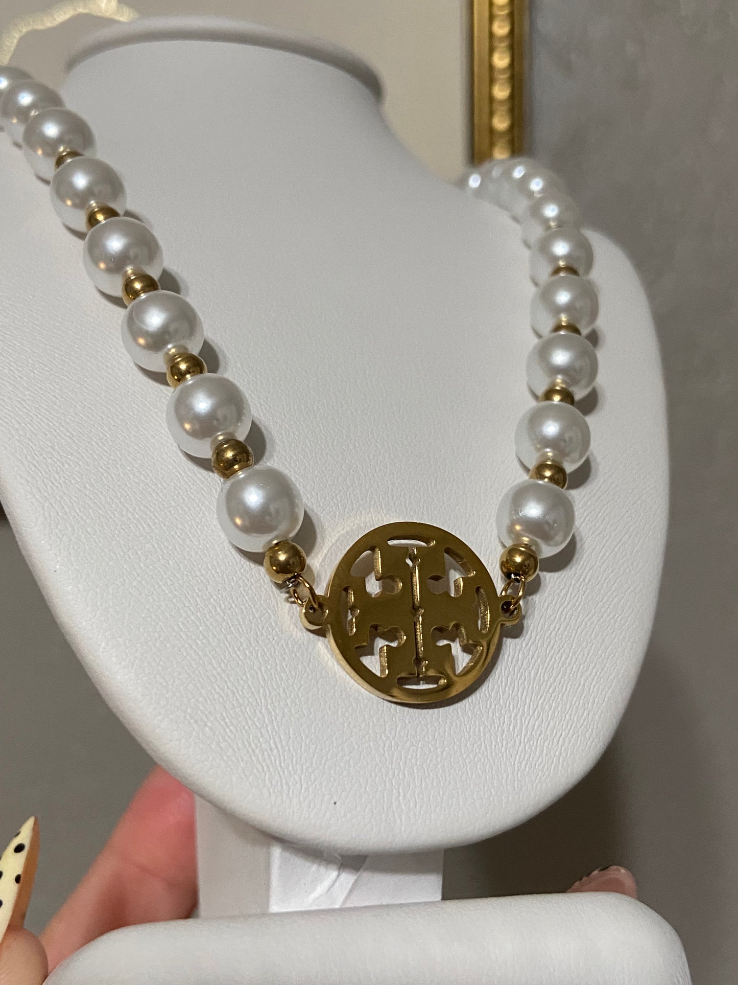 Tory B Pearl Stainless Steel Gold Necklace