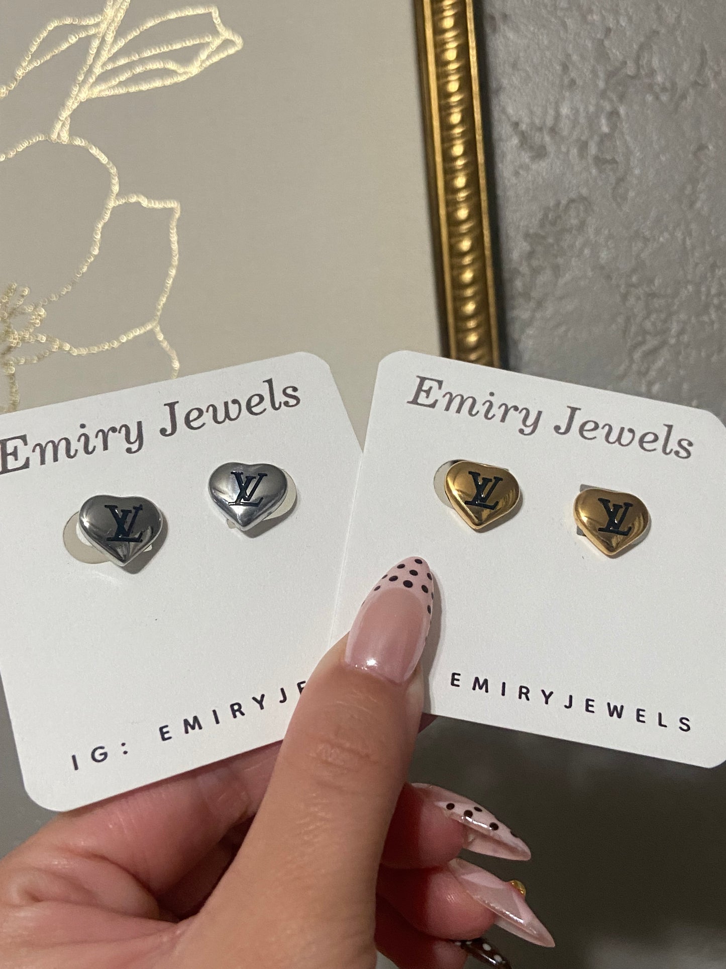 LV Hearts Stainless Steel Earrings