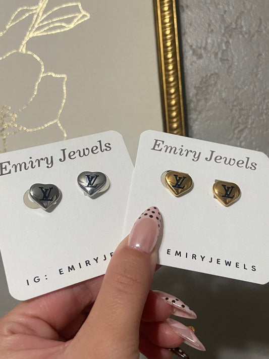 LV Hearts Stainless Steel Earrings