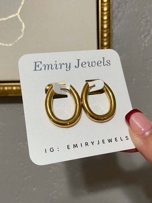 Gold Oval Stainless Steel Hoops