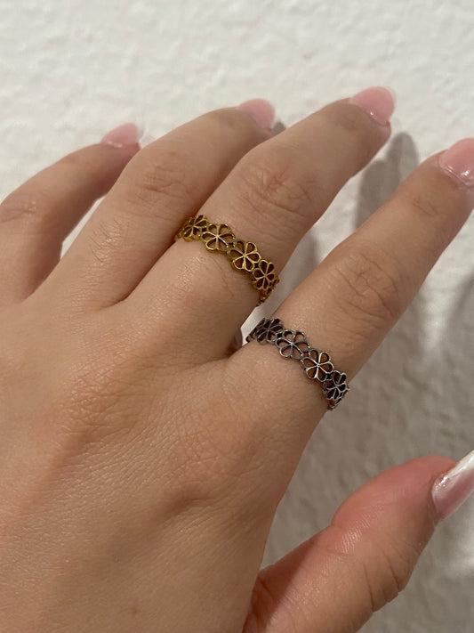 Flowers Stainless Steel Rings