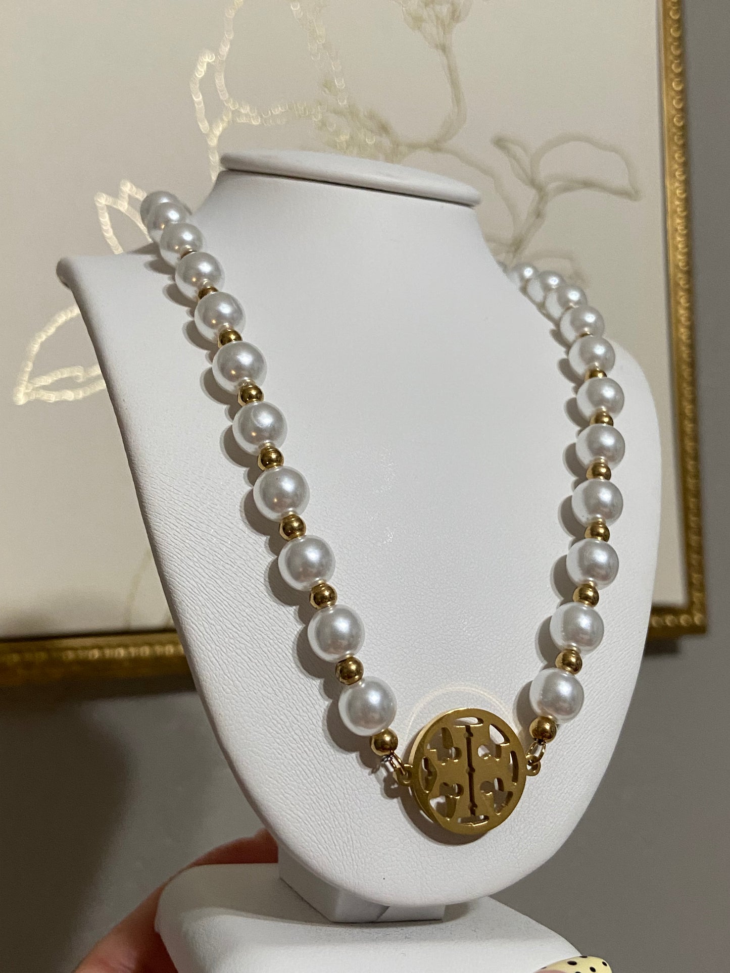 Tory B Pearl Stainless Steel Gold Necklace