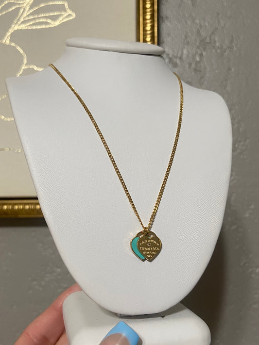 Tiff & Co Dainty Hearts Stainless Steel Gold Necklace