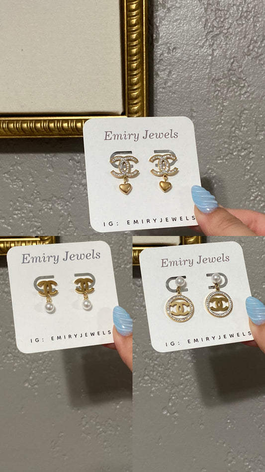 CC CZ Stainless Steel Gold Drop Earrings