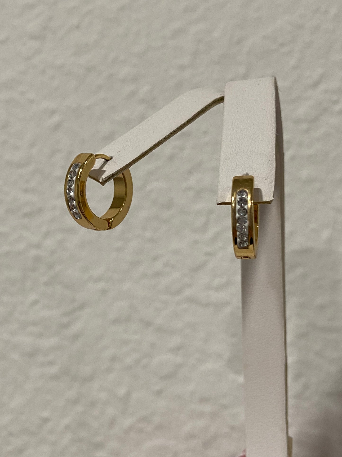 Gold CZ Stainless Steel Hoops