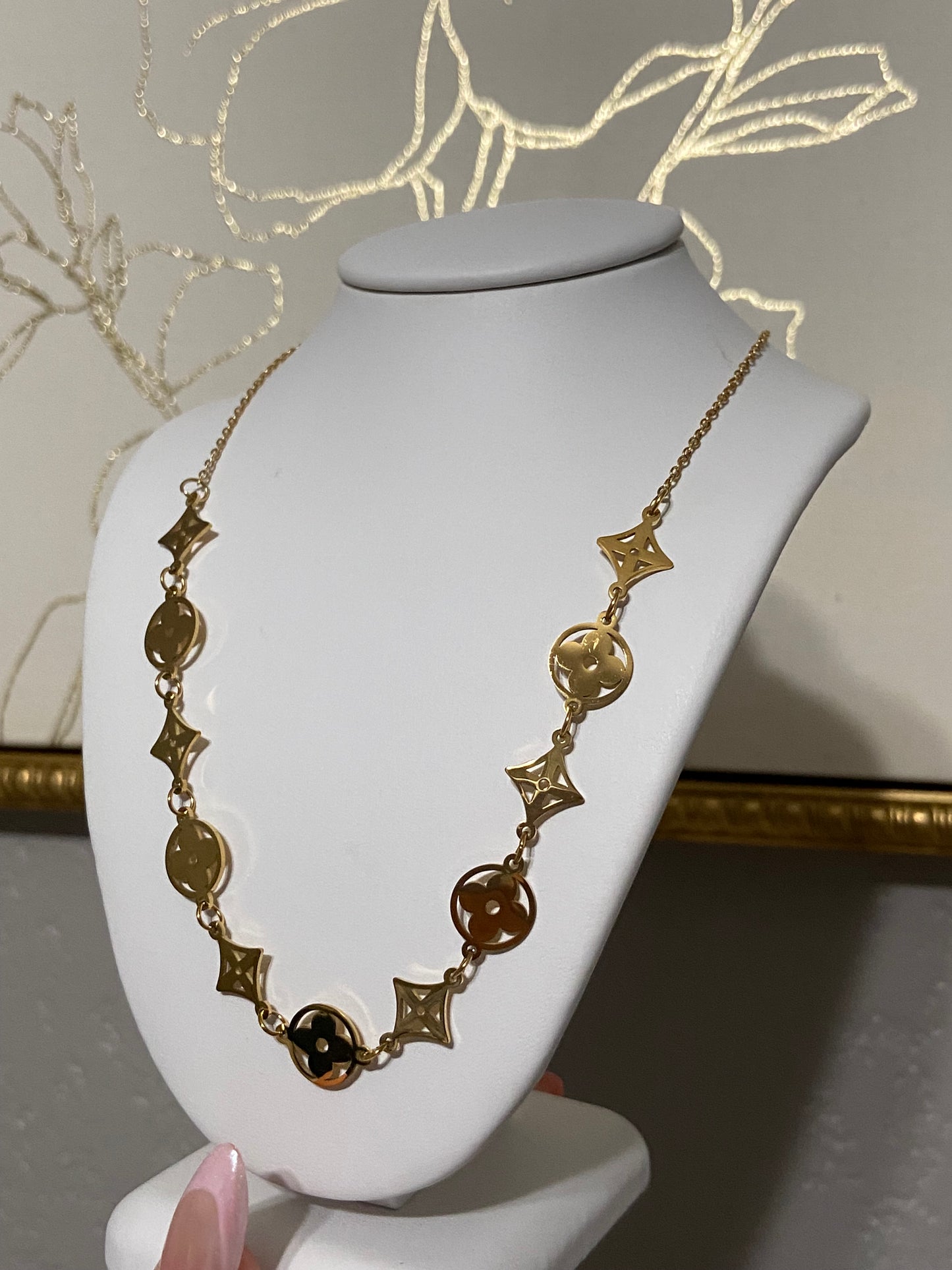 LV Flowers Stainless Steel Gold Necklace