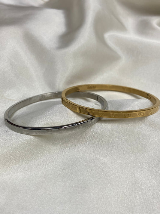 Thin Roman Stainless Steel Bangle