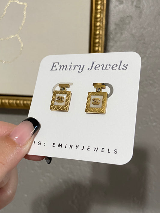 CC Perfume Stainless Steel Gold Earrings