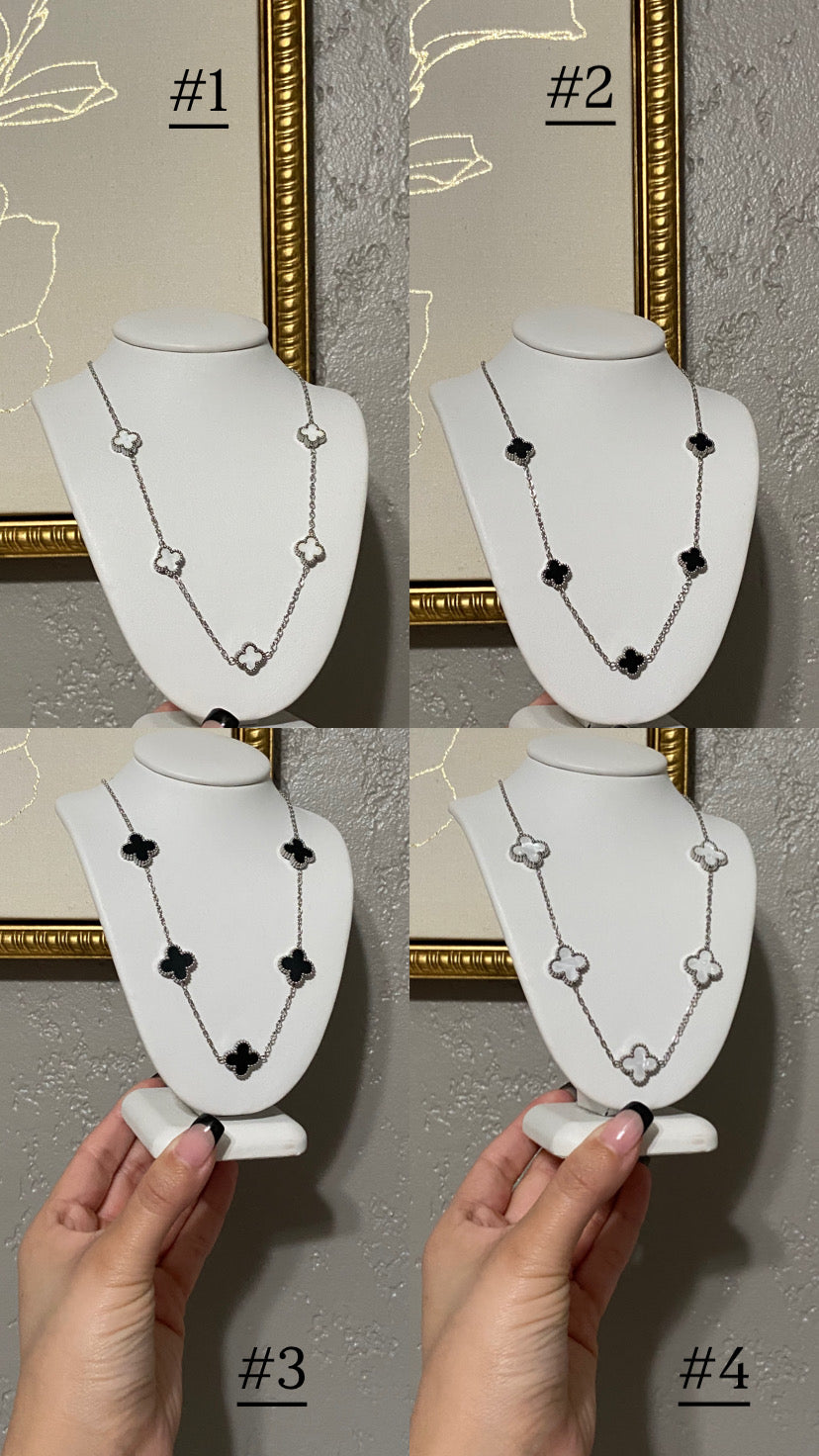 Clovers Stainless Steel Silver Necklace