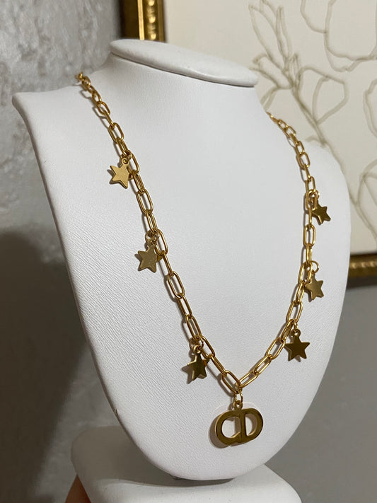 CD Gold Stars Stainless Steel Necklace