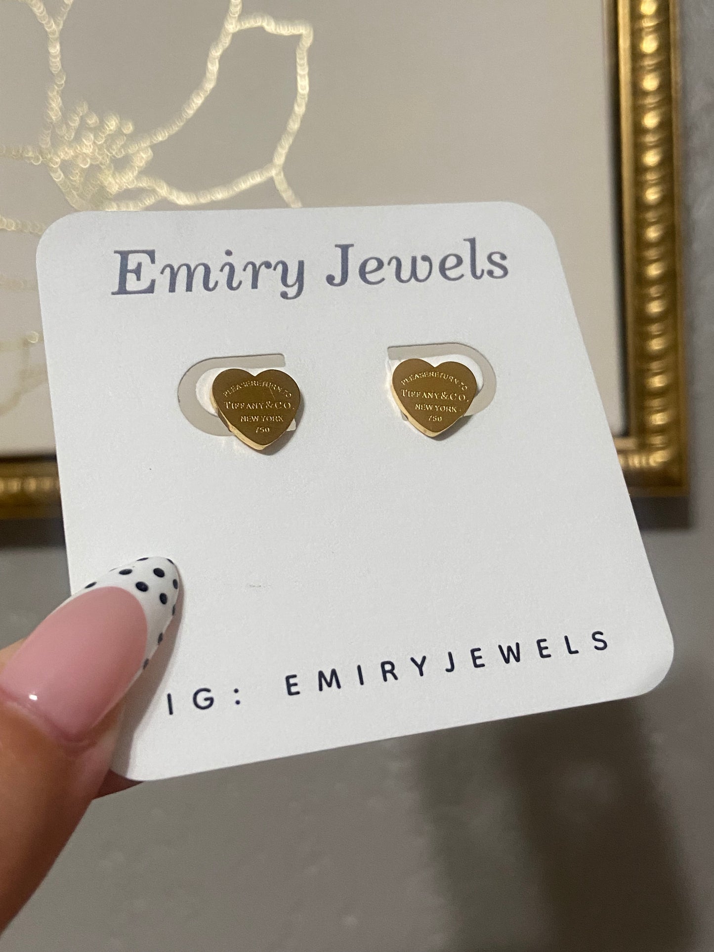 Tiff & Co Mini Gold Heart Stainless Steel Earrings